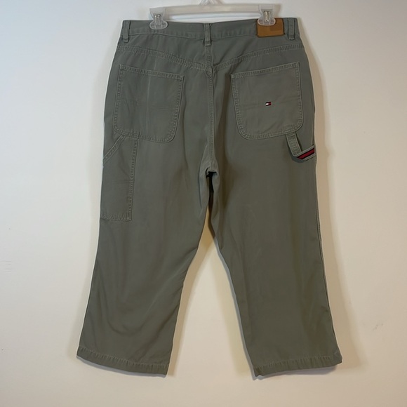 VTG Tommy Hilfiger Carpenter Pants 14 Green Crop ‘02 Y2K Olive Casual Loose Fit - Picture 10 of 16